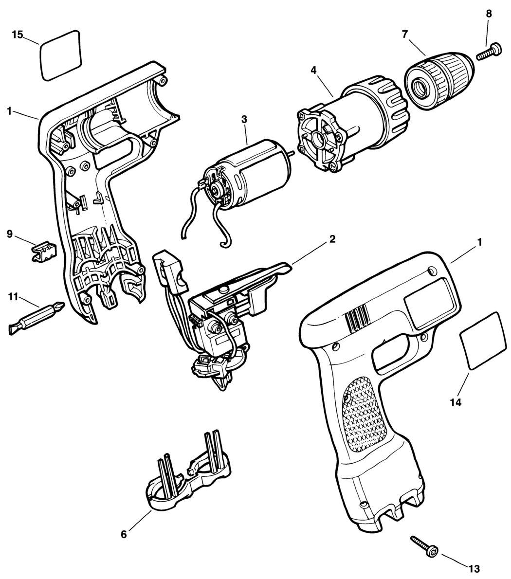 Black & Decker VP7251 Type 1 Cordless Drill Spare Parts