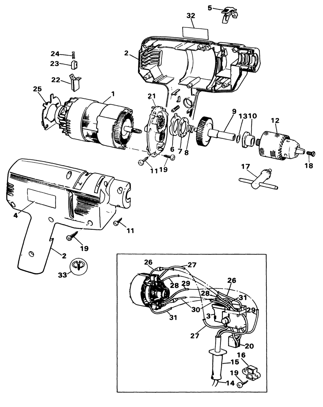 Black & Decker BD144R Type 1 Hammer Drill Spare Parts