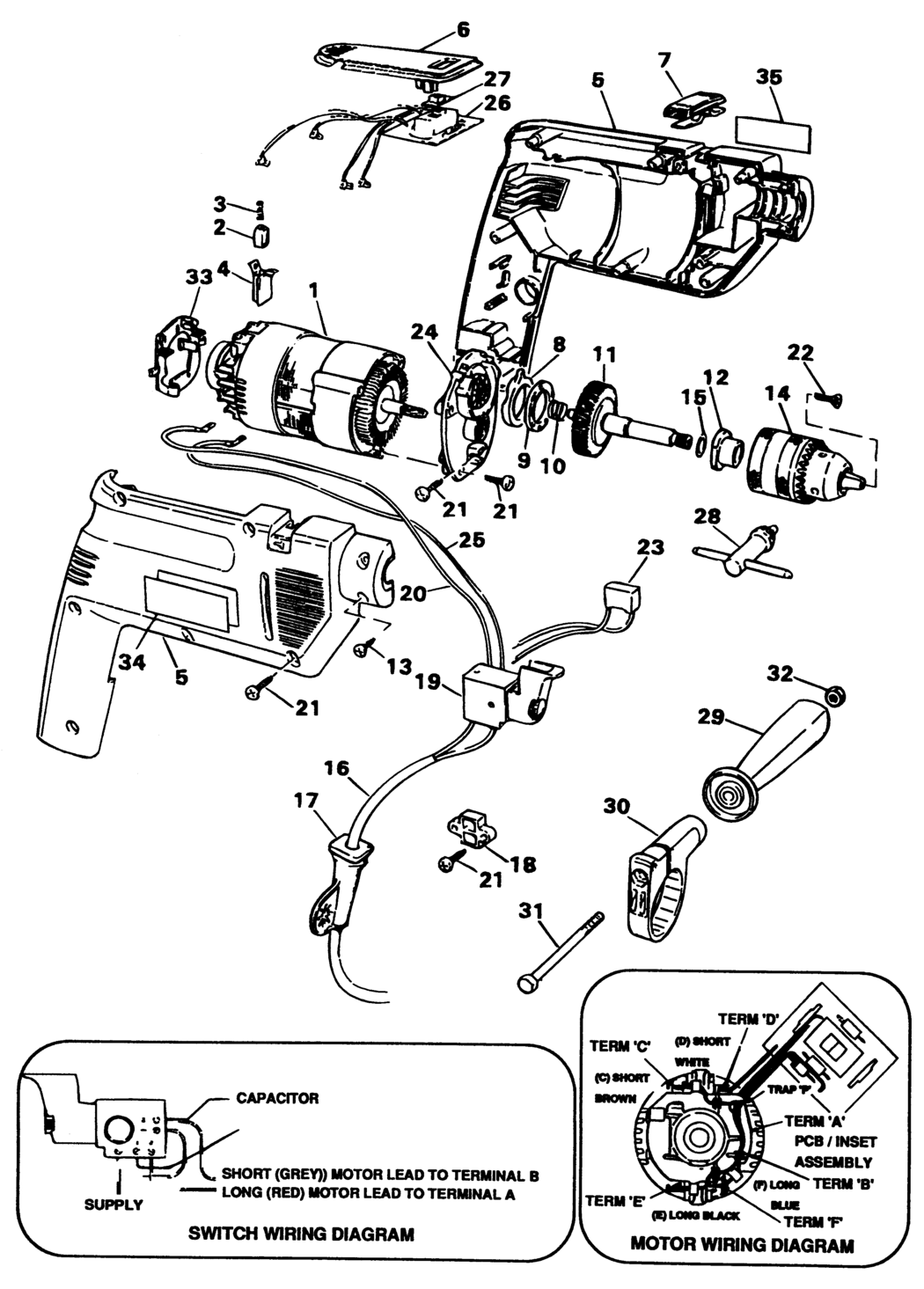 Black & Decker BD153R Type 1 Drill Spare Parts