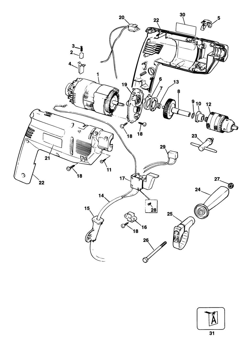 Black & Decker BD161 Type 1 Drill Spare Parts