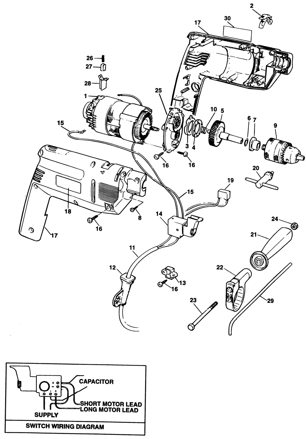 Black & Decker BD163V Type 1 Drill Spare Parts