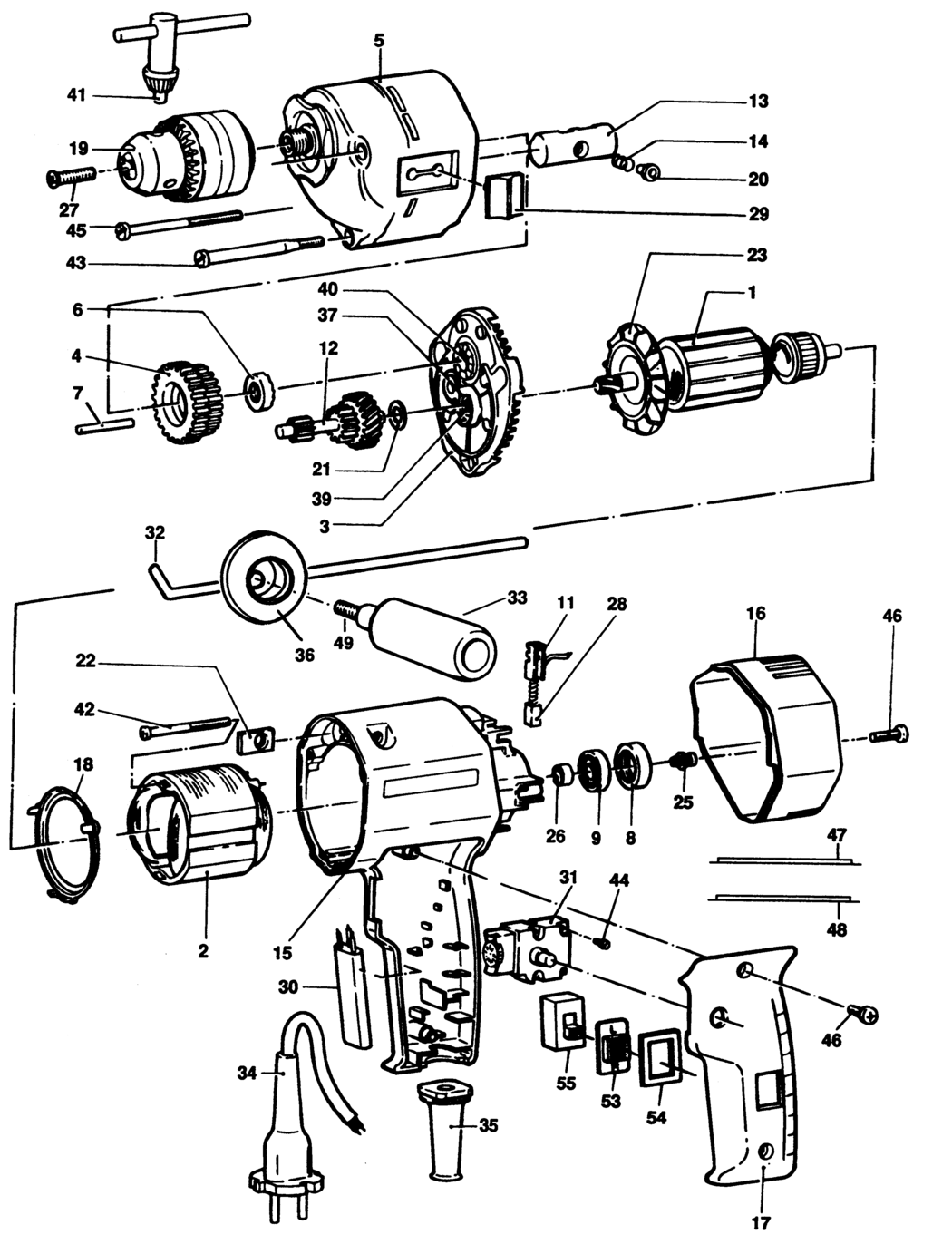 Black & Decker BD214R Type 1 Drill Spare Parts