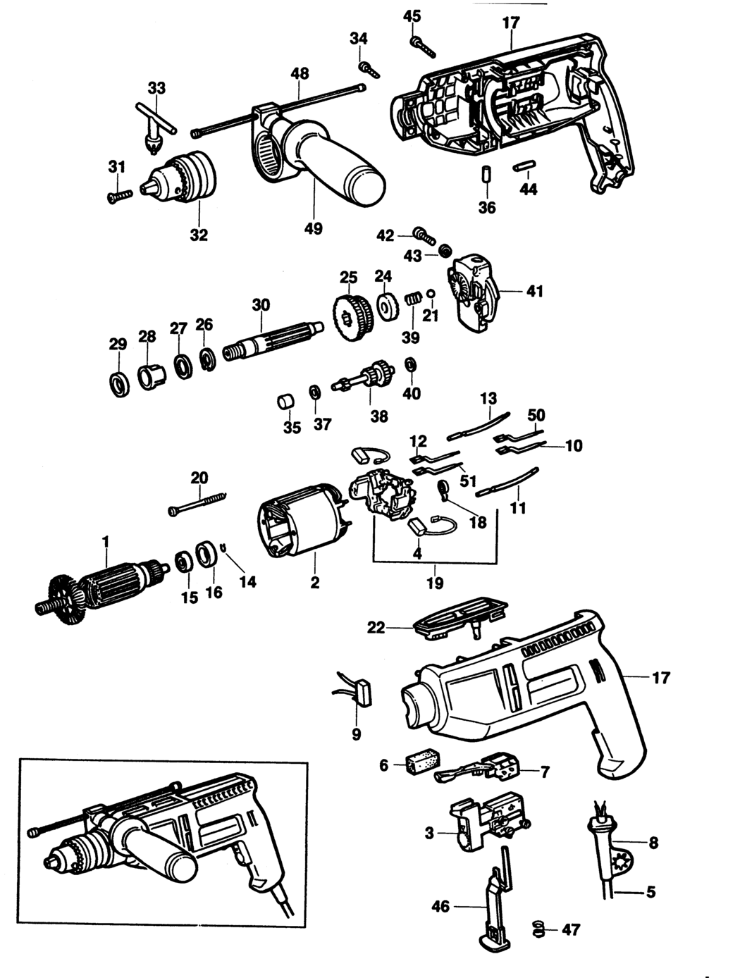 Black & Decker BD249 Type 1 Drill Spare Parts