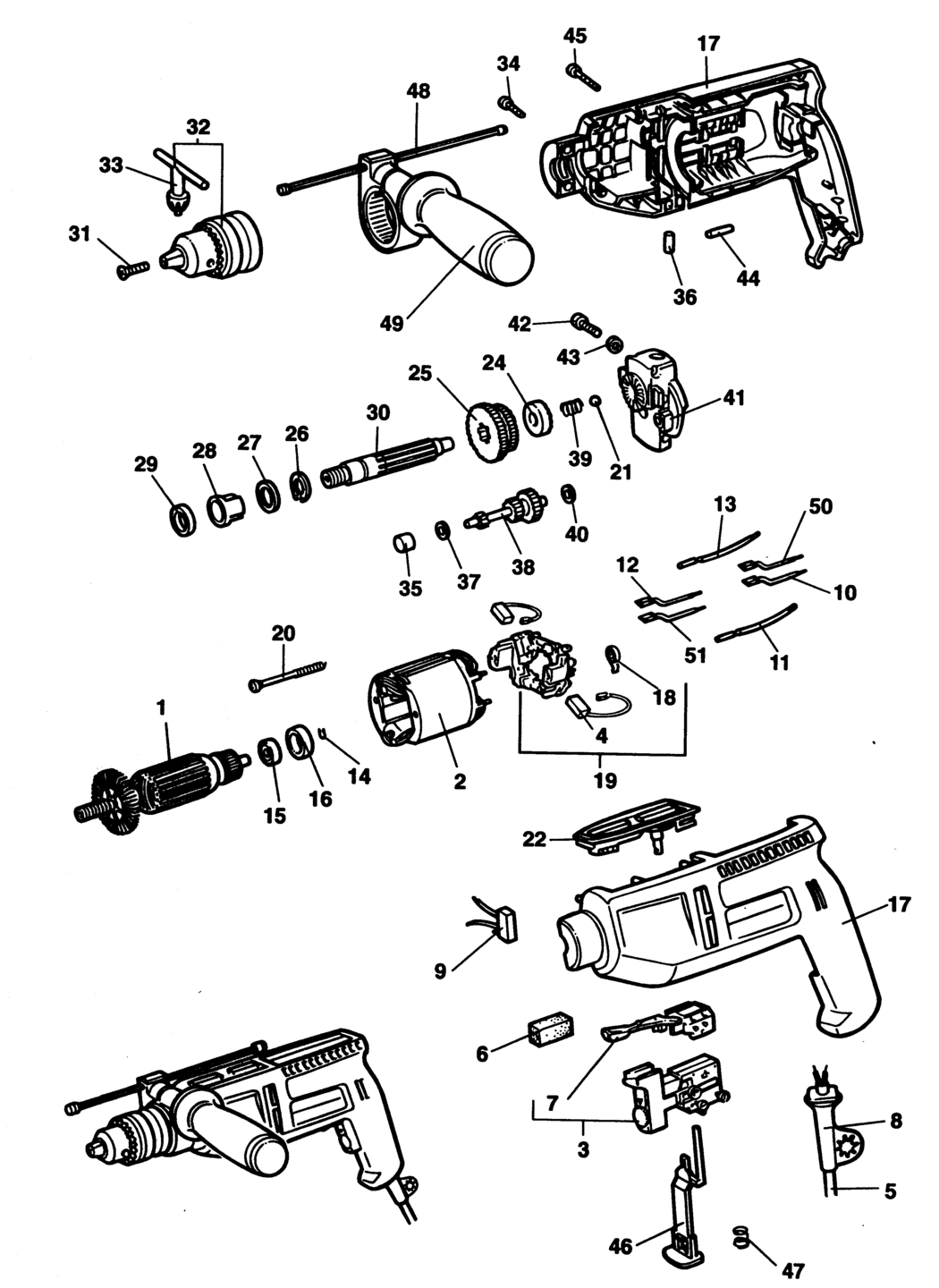 Black & Decker BD249 Type 3 Drill Spare Parts