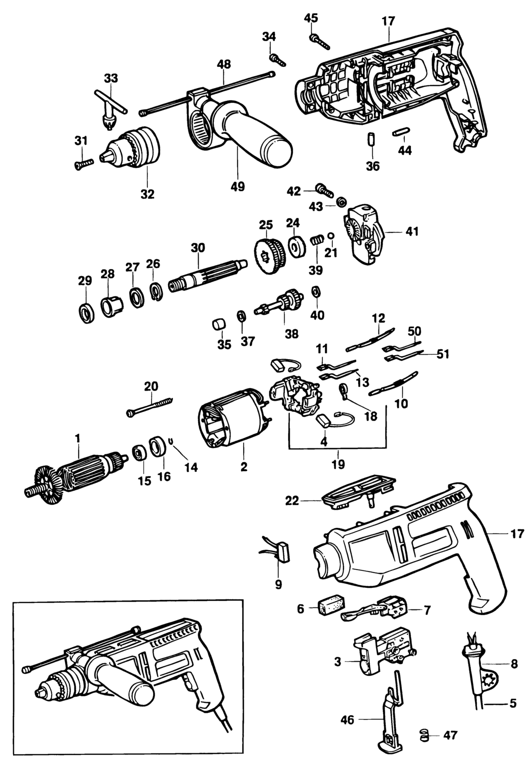 Black & Decker BD250 Type 1 Drill Spare Parts