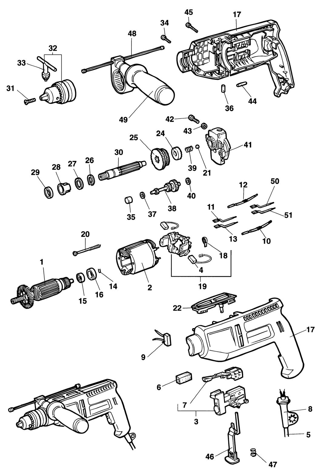 Black & Decker BD250 Type 4 Drill Spare Parts