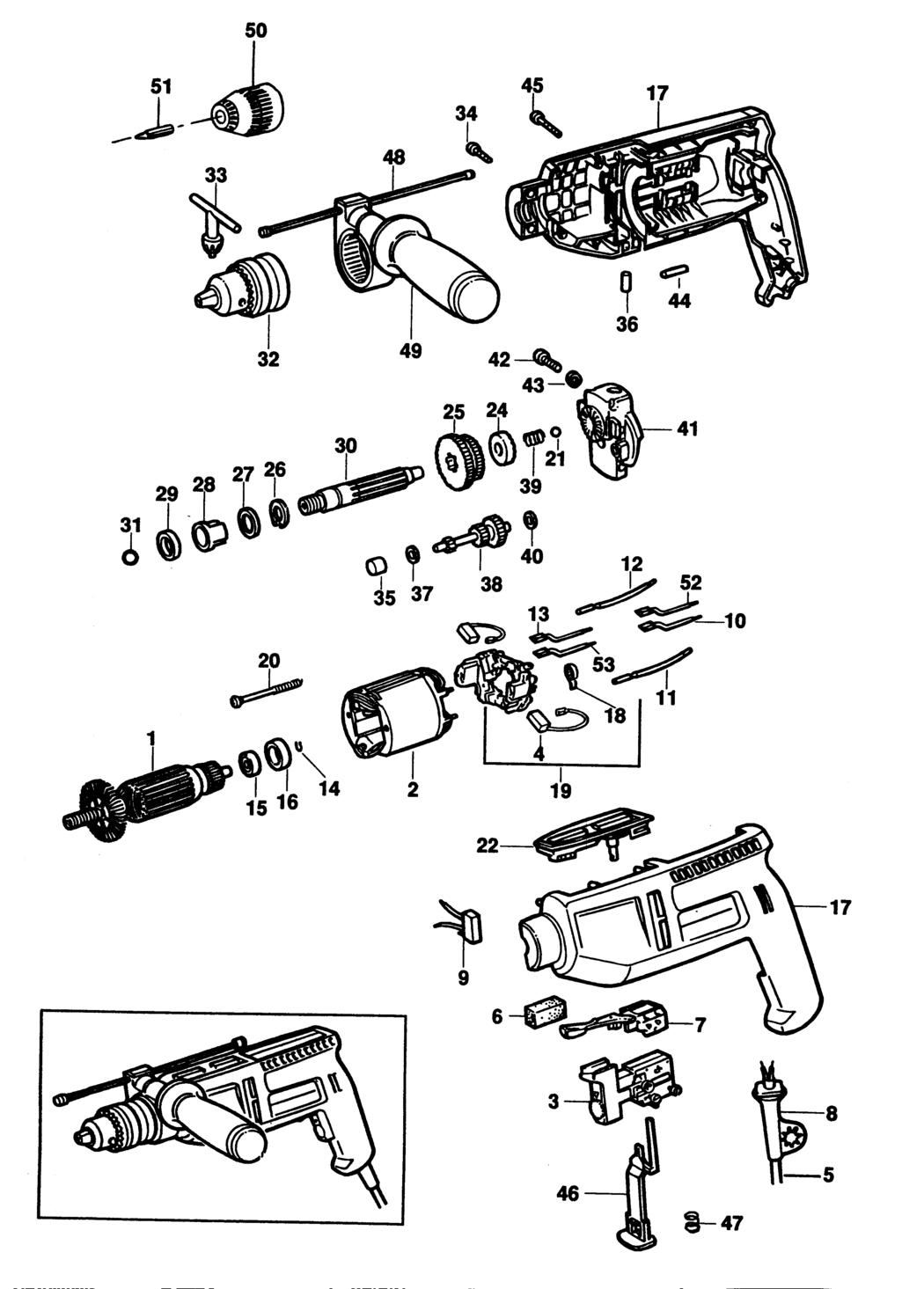 Black & Decker BD251 Type 1 Drill Spare Parts