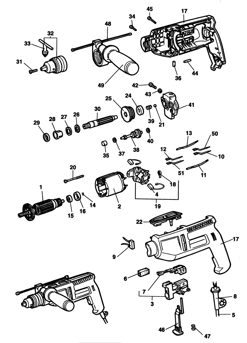 Black & Decker BD251 Type 3 Drill Spare Parts