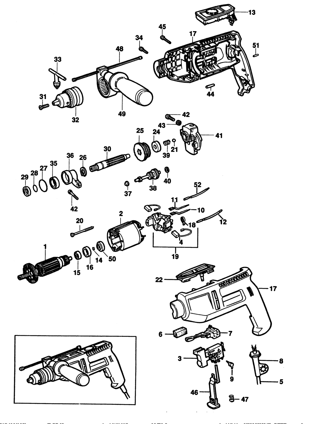 Black & Decker BD252 Type 1 Hammer Drill Spare Parts