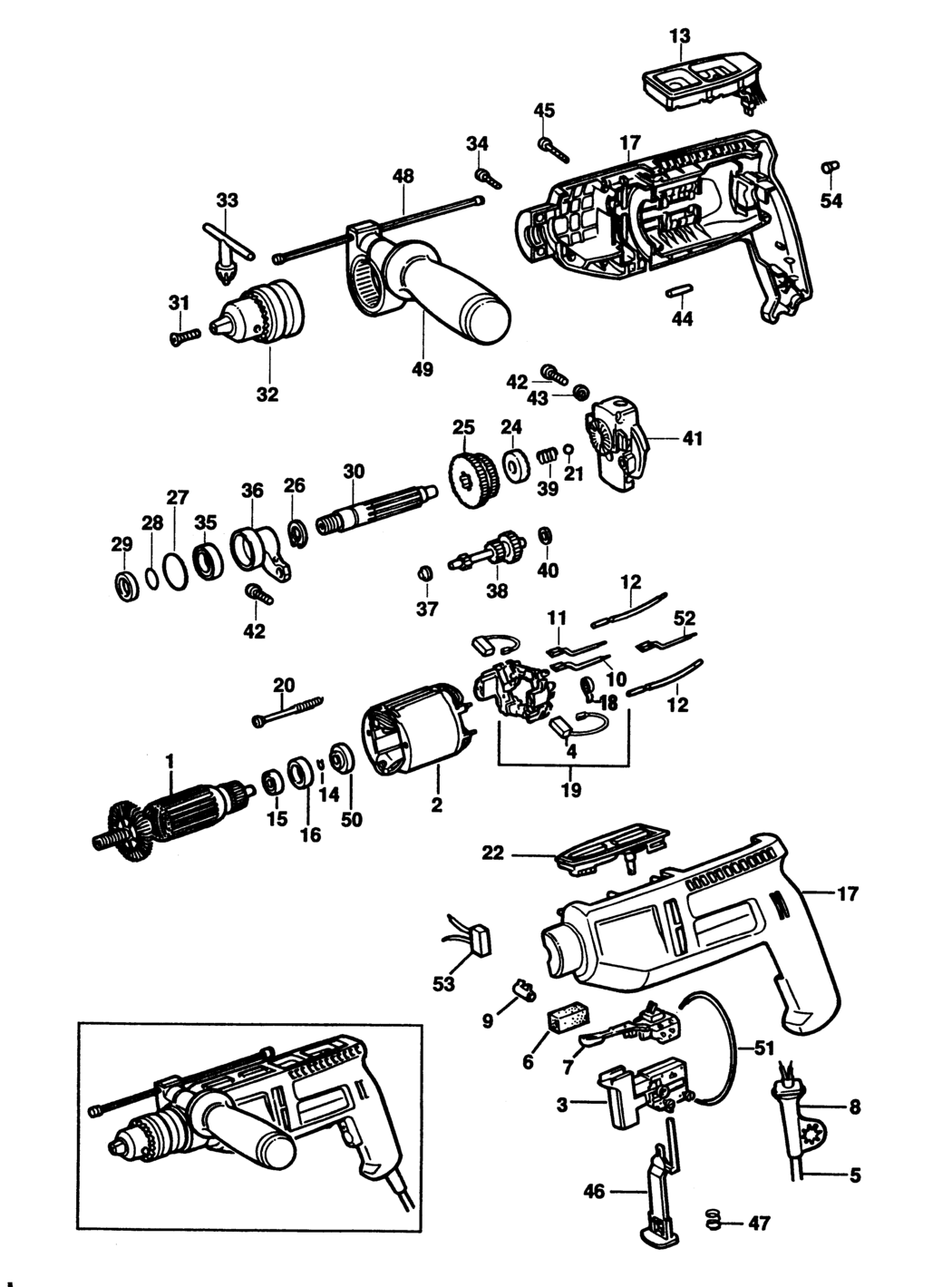 Black & Decker BD255 Type 1 Hammer Drill Spare Parts