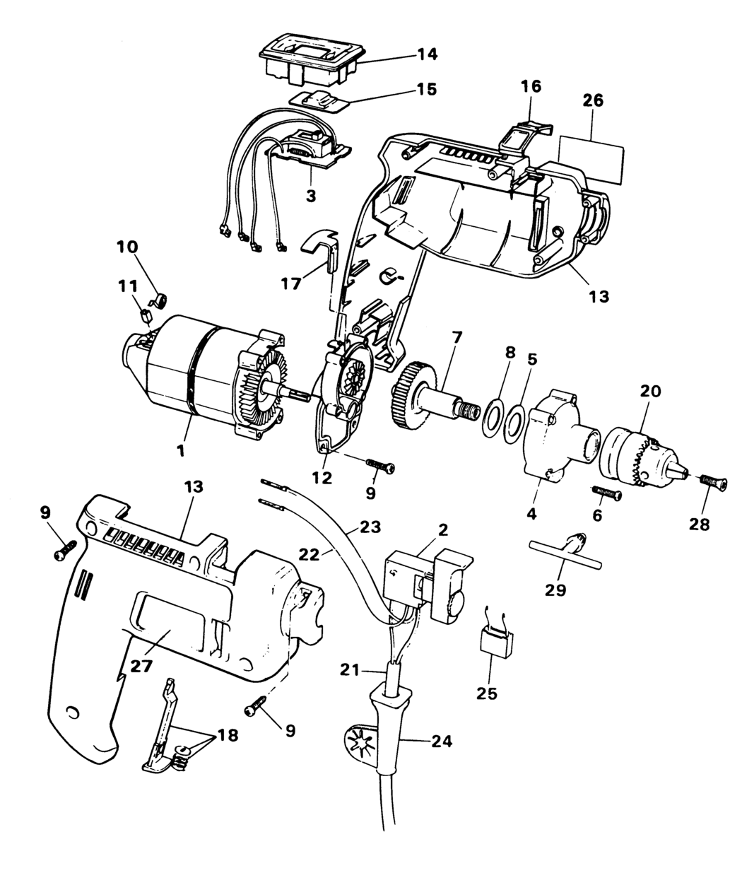 Black & Decker BD4000 Type 1 Drill Spare Parts