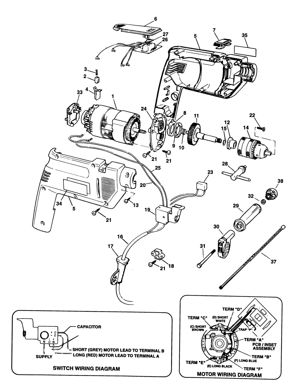 Black & Decker BD4100 Type 1 Drill Spare Parts