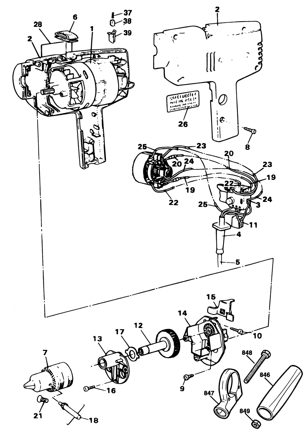 Black & Decker BD504 Type 1 Drill Spare Parts