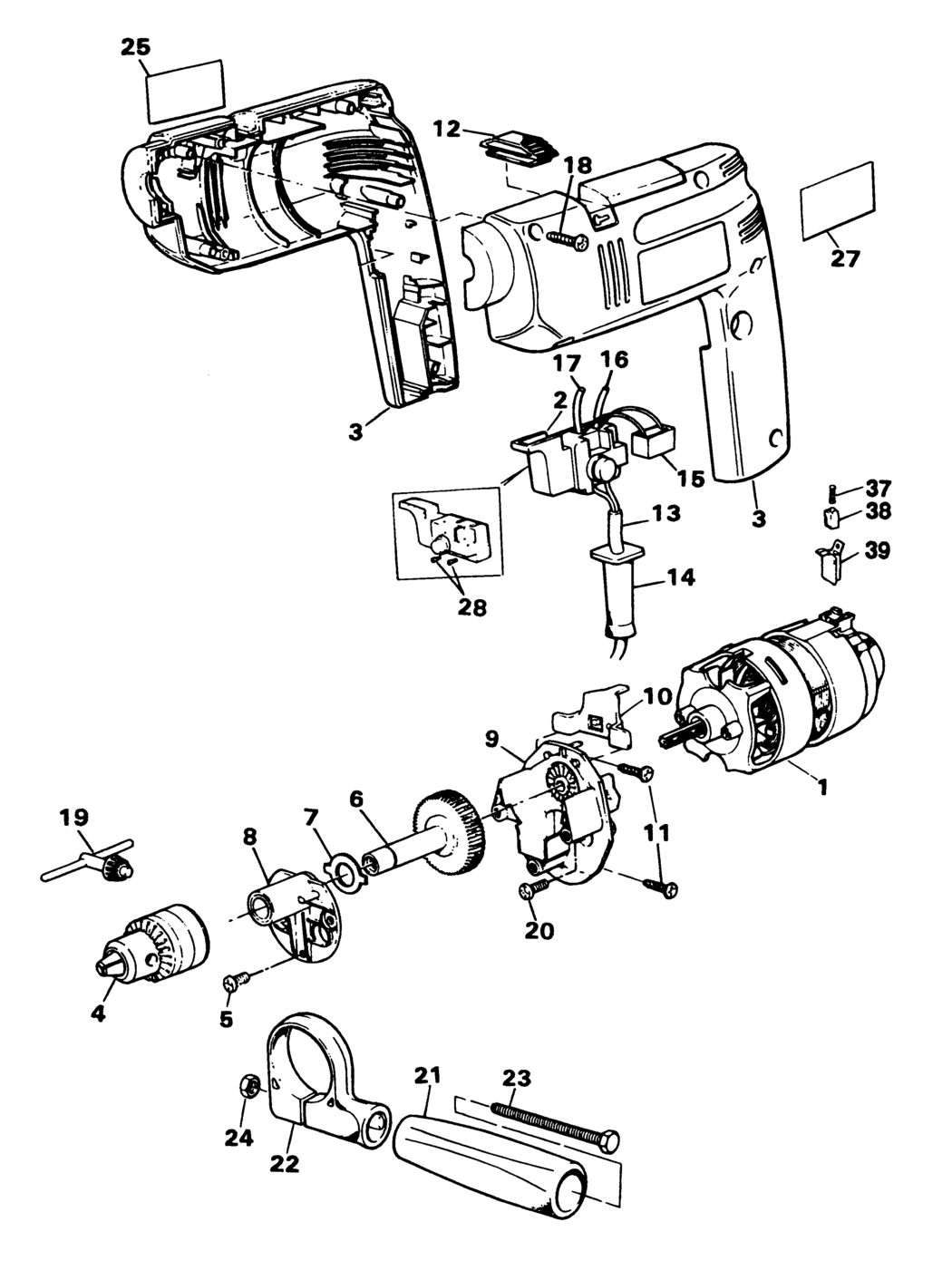 Black & Decker BD551 Type H2B Drill Spare Parts