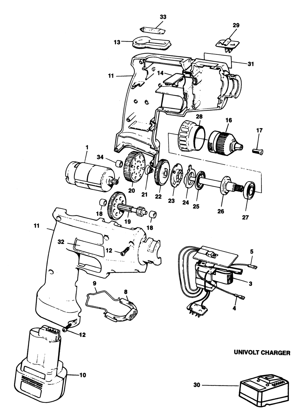 Black & Decker BD6000 Type 1 Drill Spare Parts