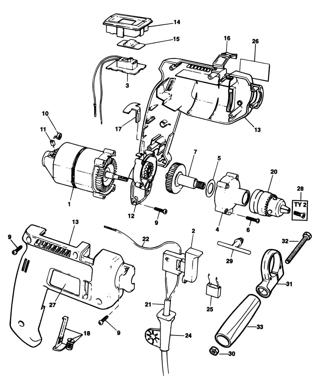 Black & Decker BD662 Type 1 Drill Spare Parts