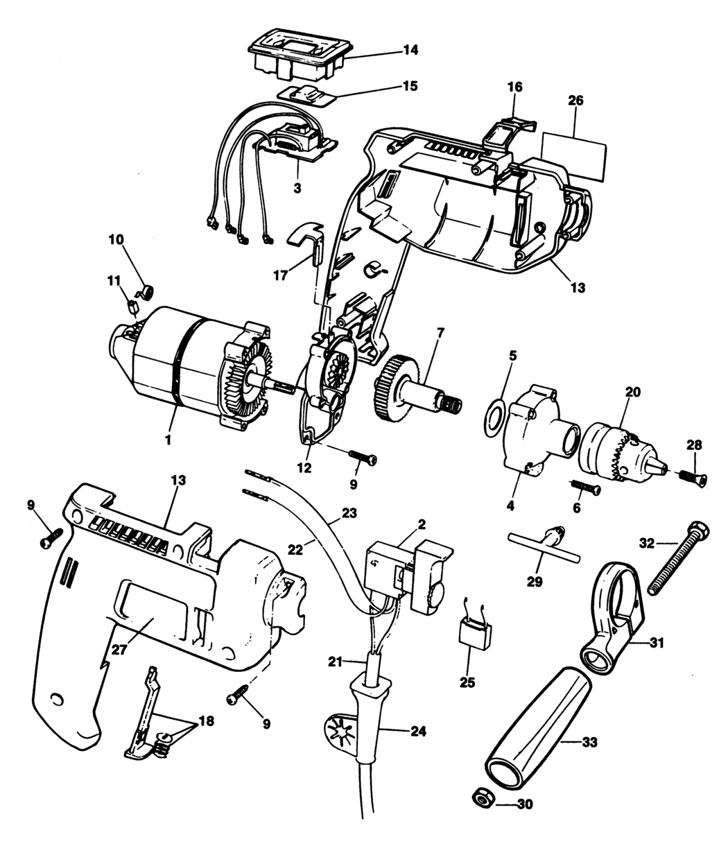 Black & Decker BD664 Type 1 Drill Spare Parts