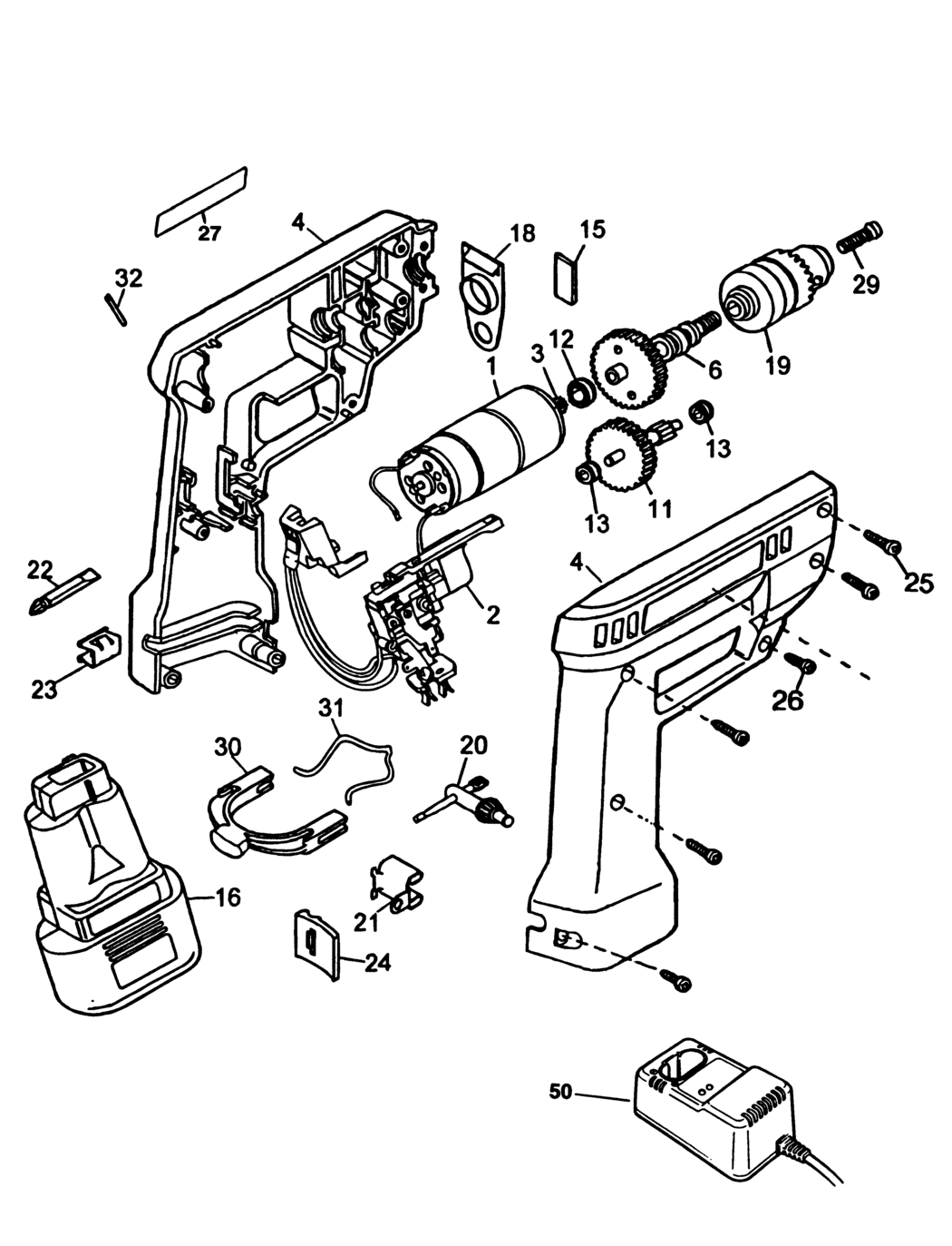 Black & Decker BD7201 Type 1 Drill Spare Parts