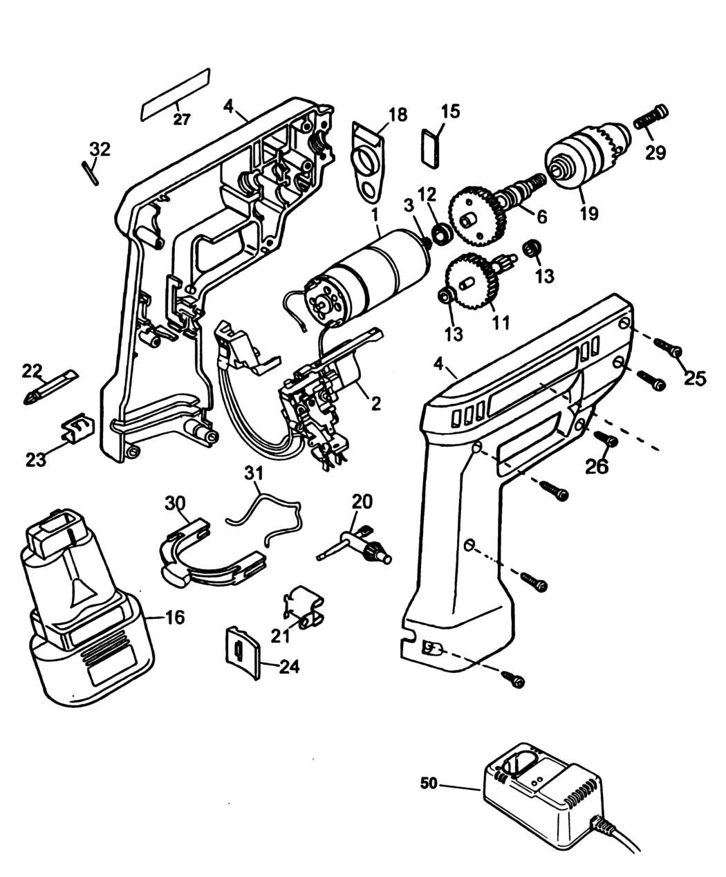 Black & Decker BD7241 Type 1 Drill Spare Parts