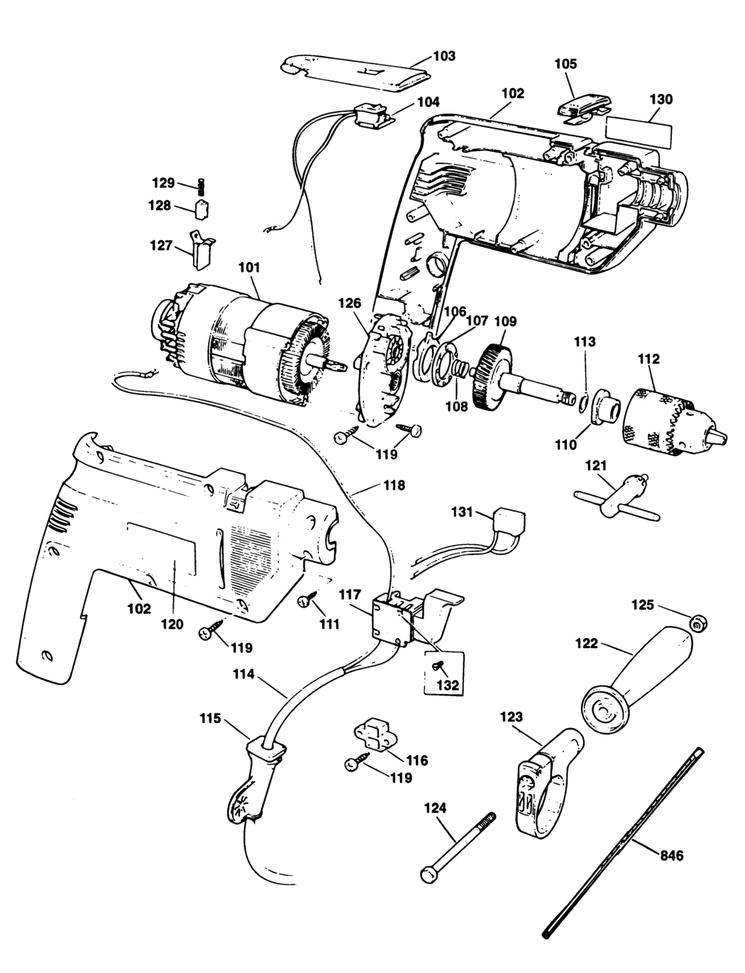 Black & Decker BL500 Type 1 Hammer Drill Spare Parts