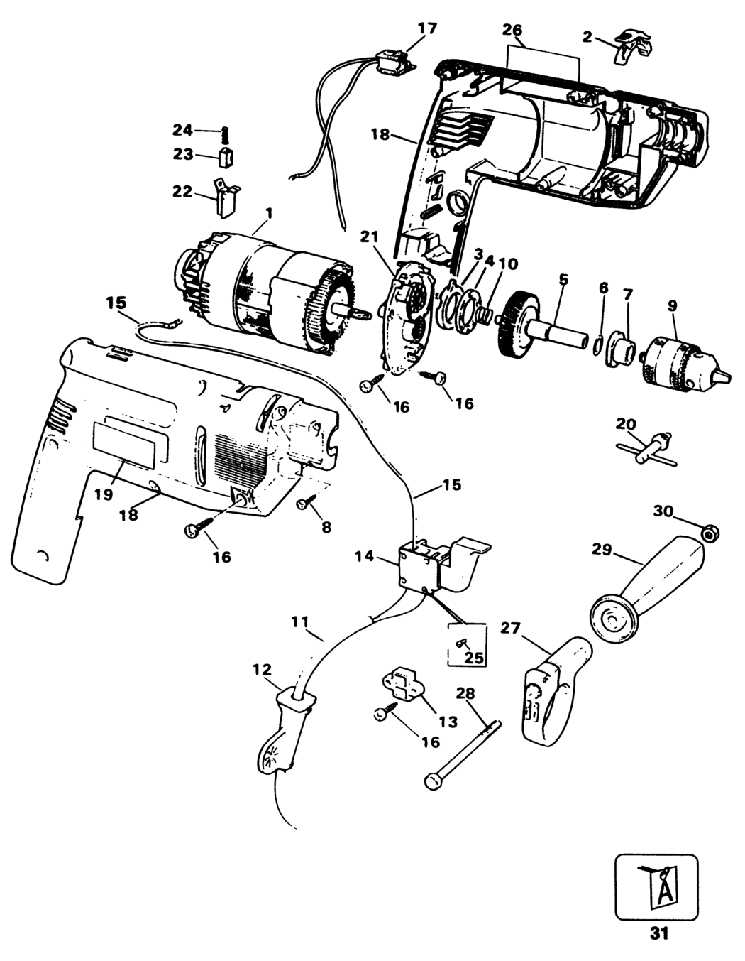 Black & Decker D160 Type 1 Drill Spare Parts