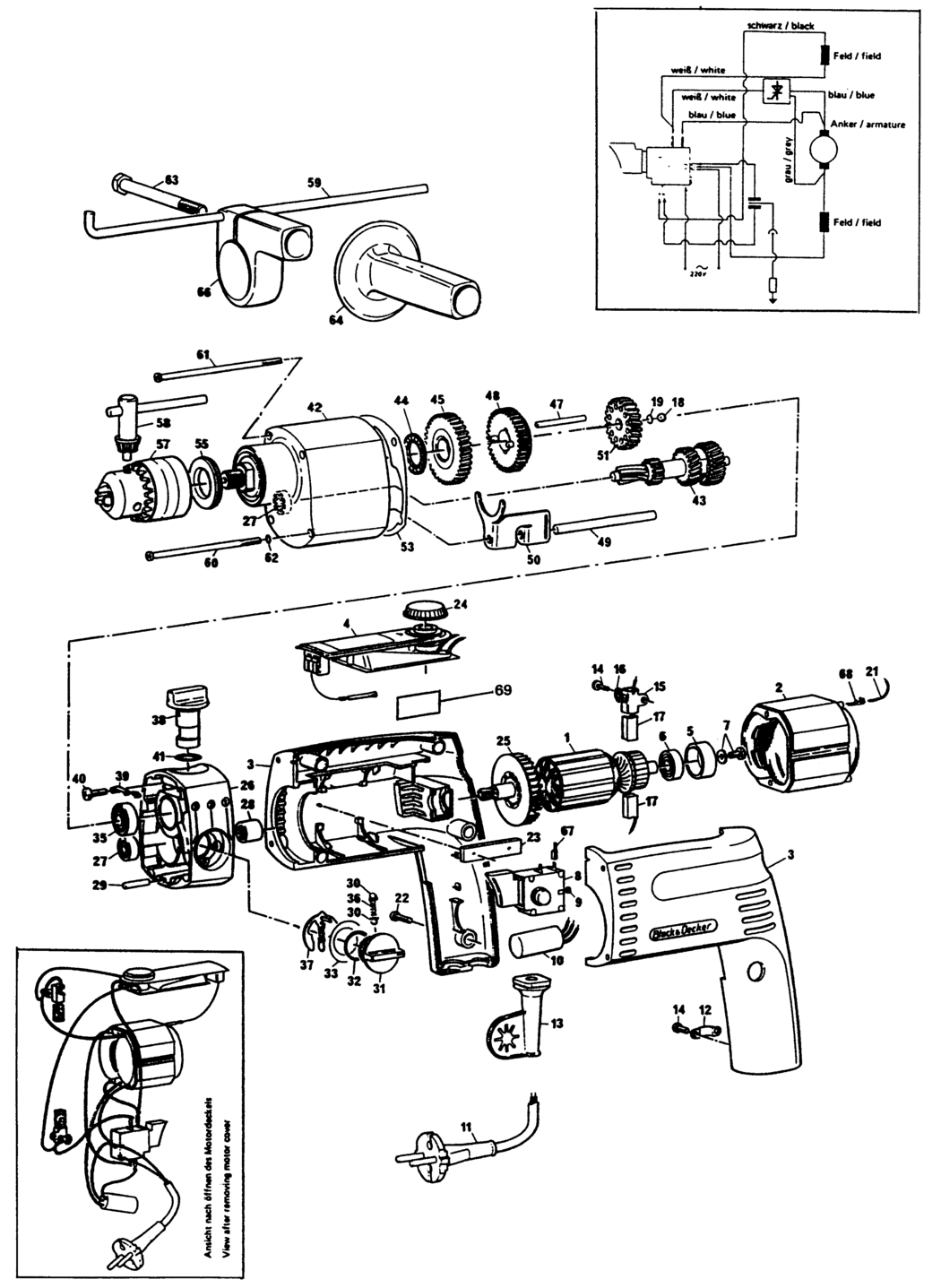 Black & Decker D306E Type 1 Drill Spare Parts