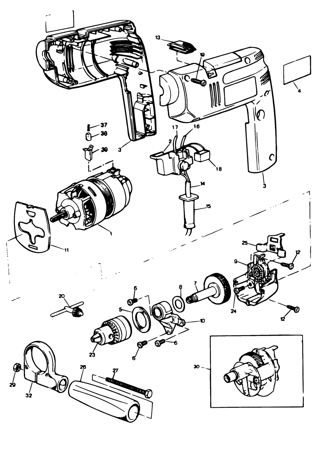 Black & Decker H551 Type 1 Drill Spare Parts