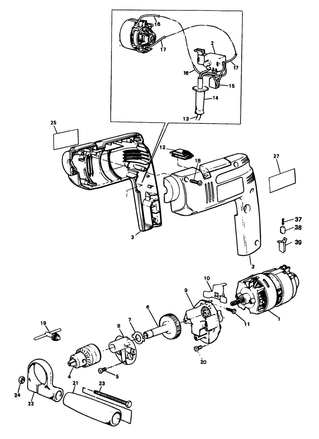 Black & Decker H553 Type H2B Drill Spare Parts