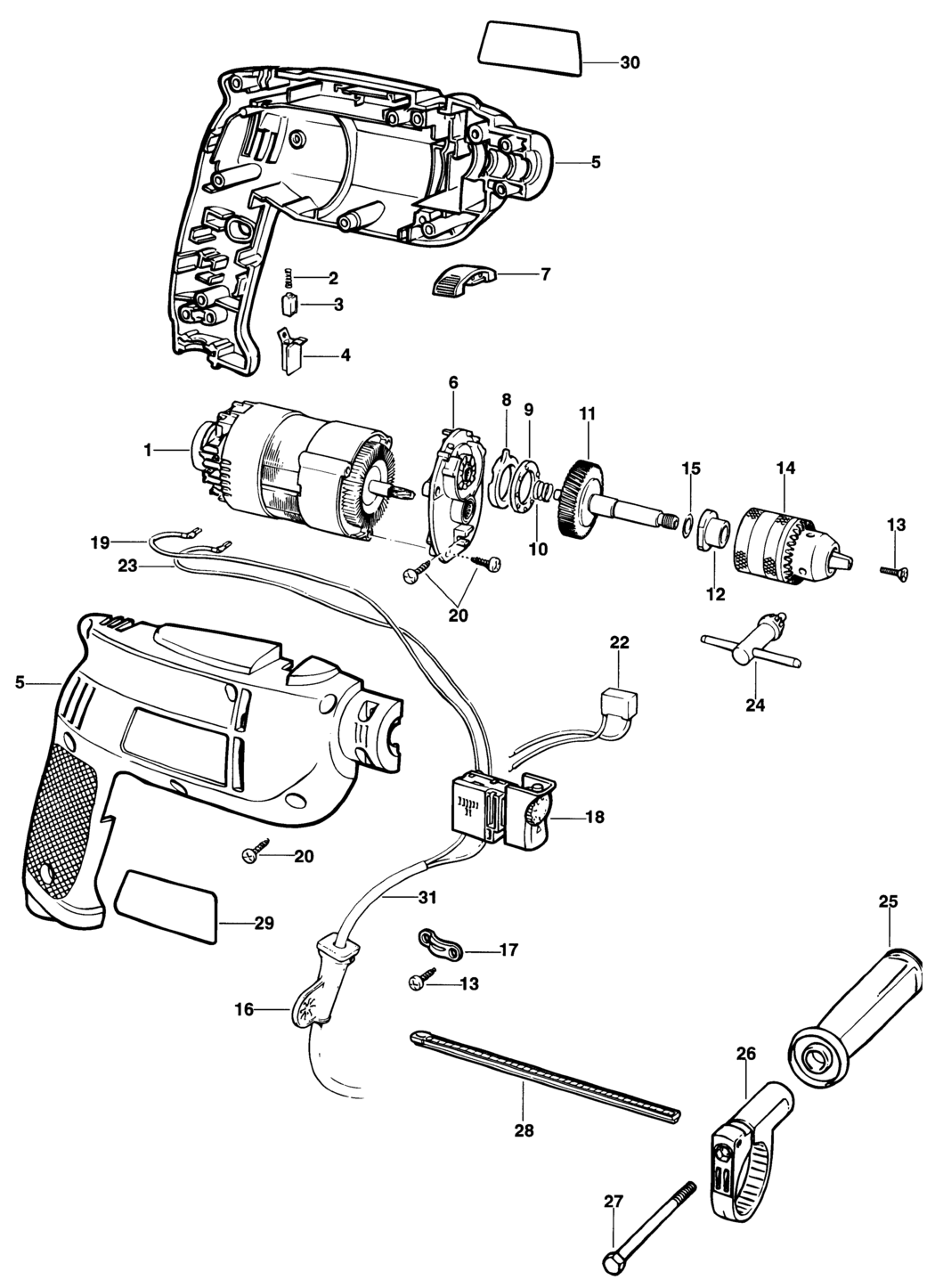 Black & Decker KD354E Type 1 Drill Spare Parts