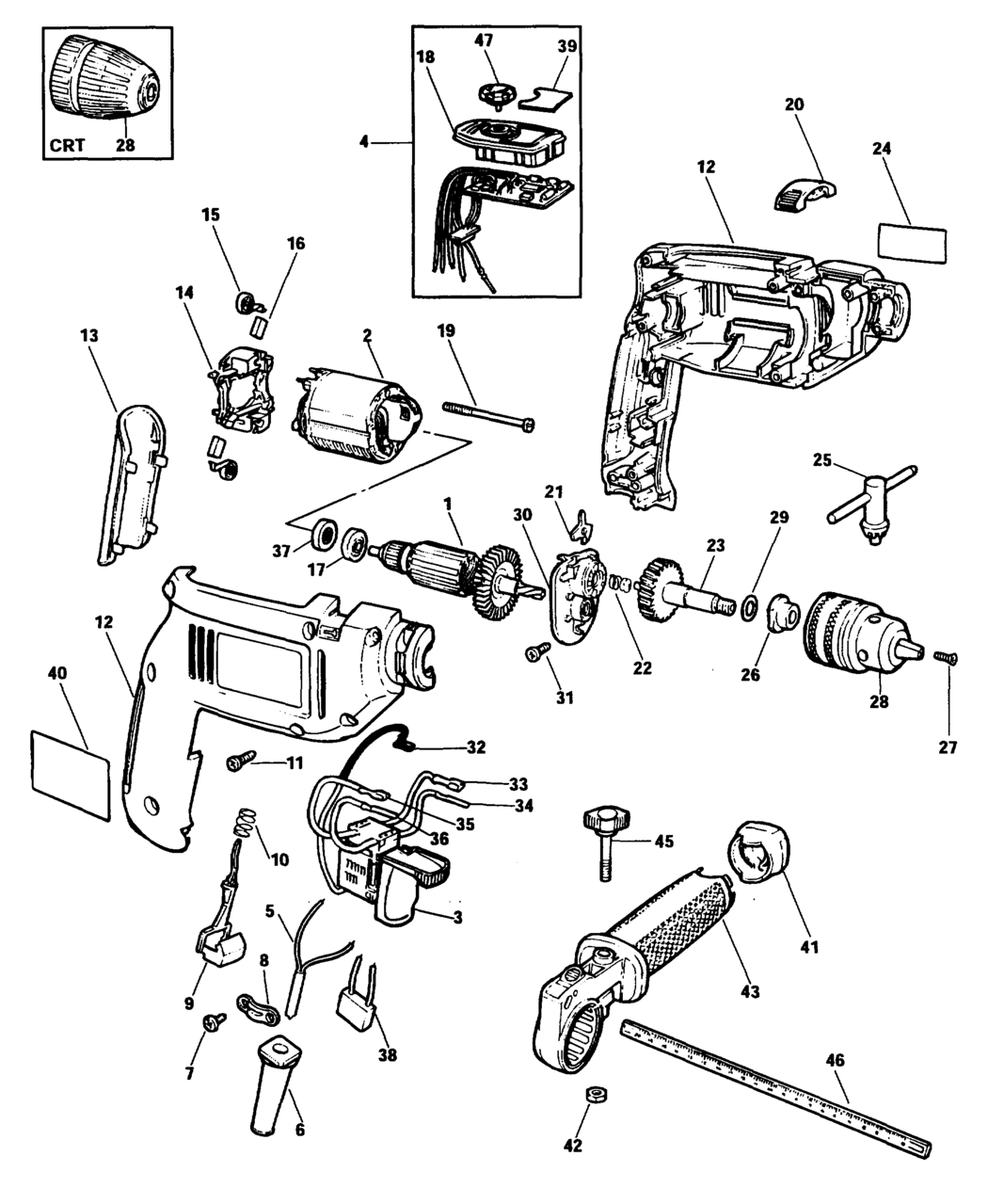 Black & Decker KD577 Type 1 Drill Spare Parts