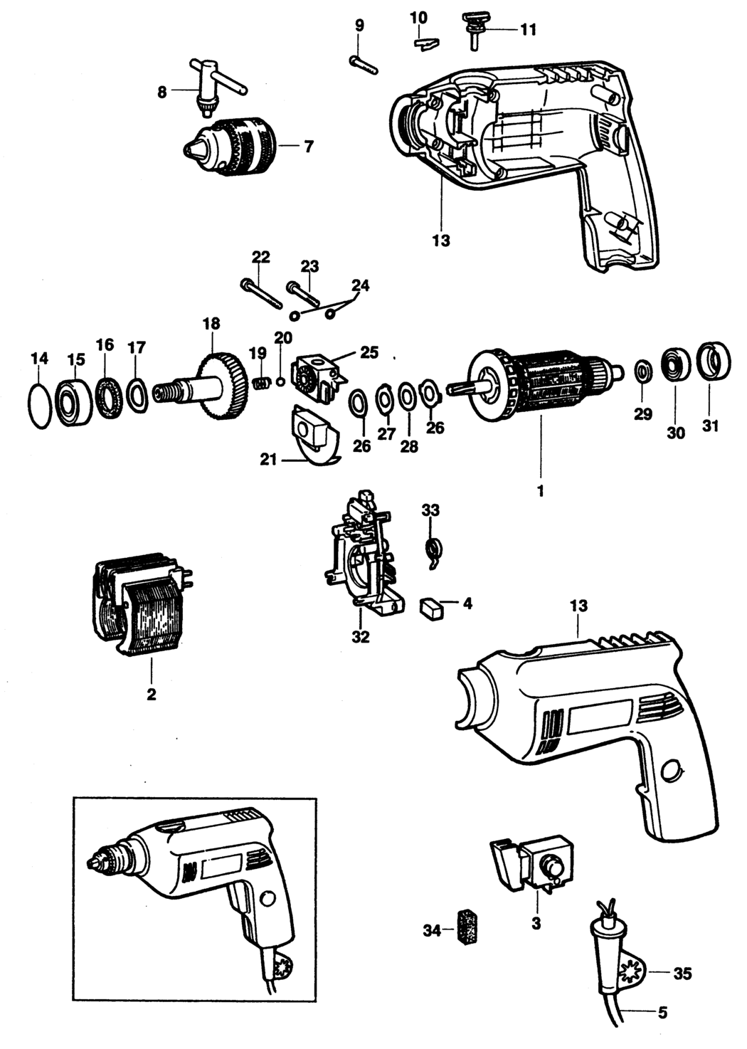 Black & Decker PL10 Type 1 Hammer Drill Spare Parts