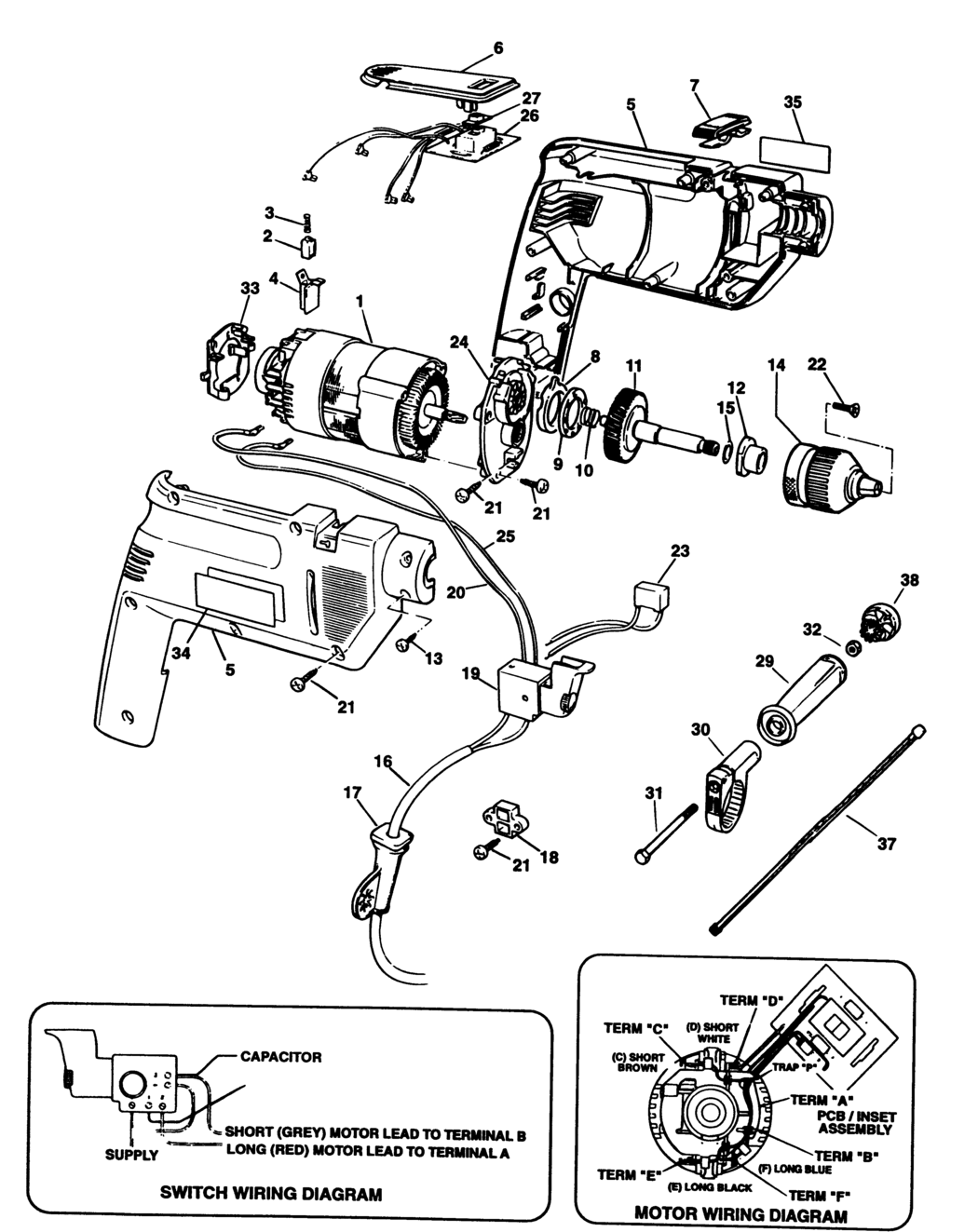 Black & Decker SPEC575 Type 1 Drill Spare Parts