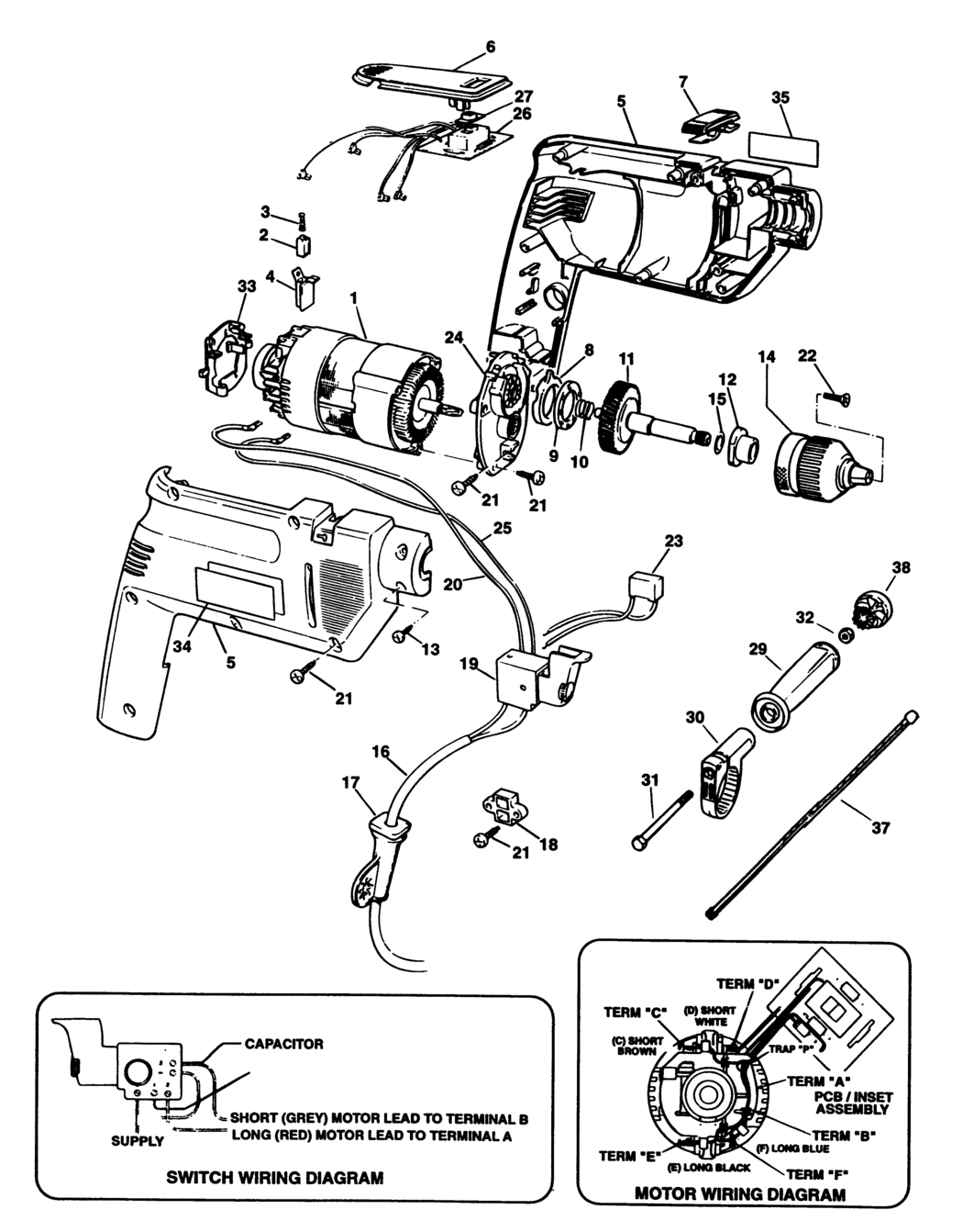 Black & Decker SPEC577 Type 1 Drill Spare Parts