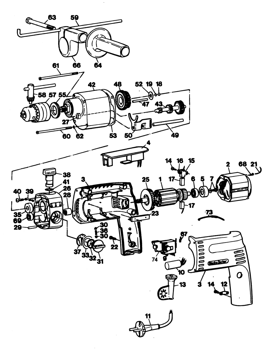 Black & Decker SR940E Type 1 Drill Spare Parts