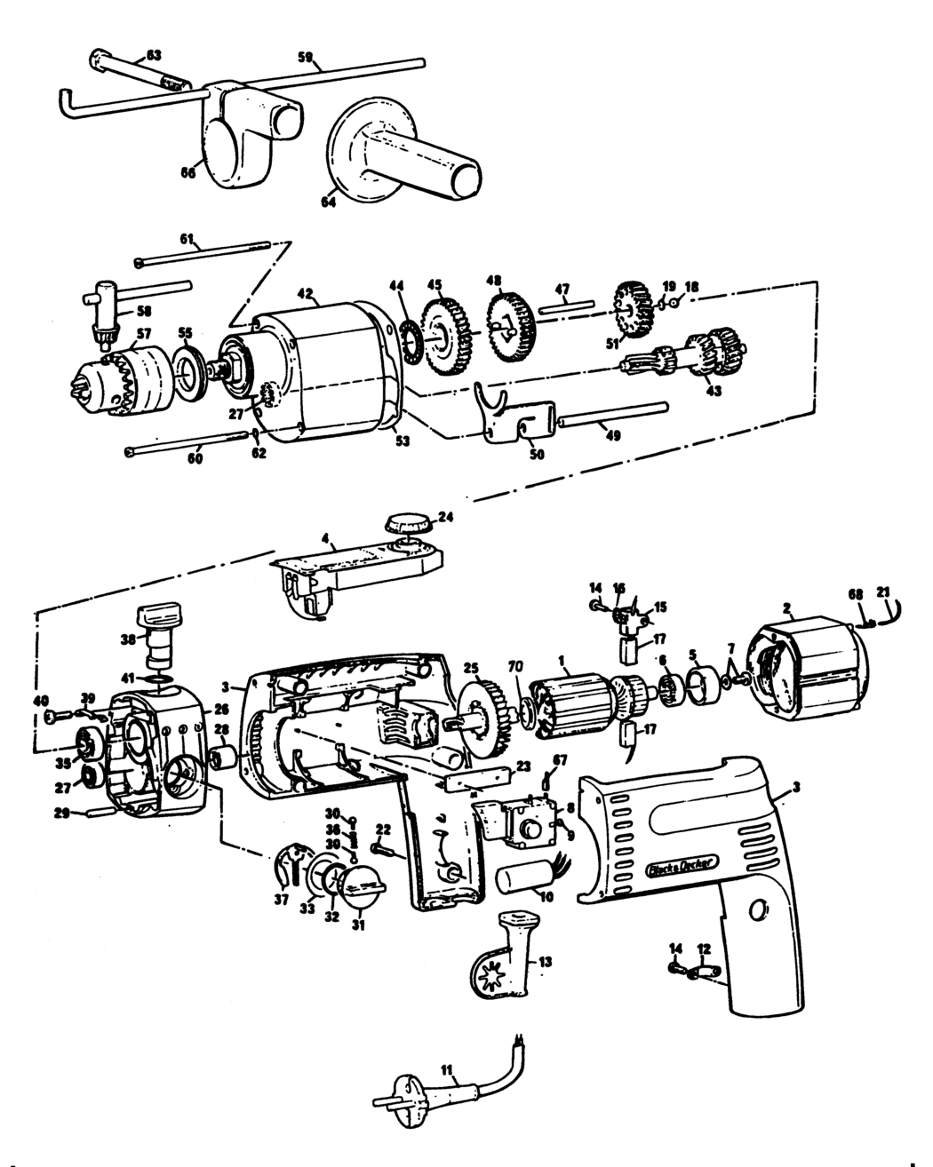 Black & Decker SR945E Type 1 Drill Spare Parts