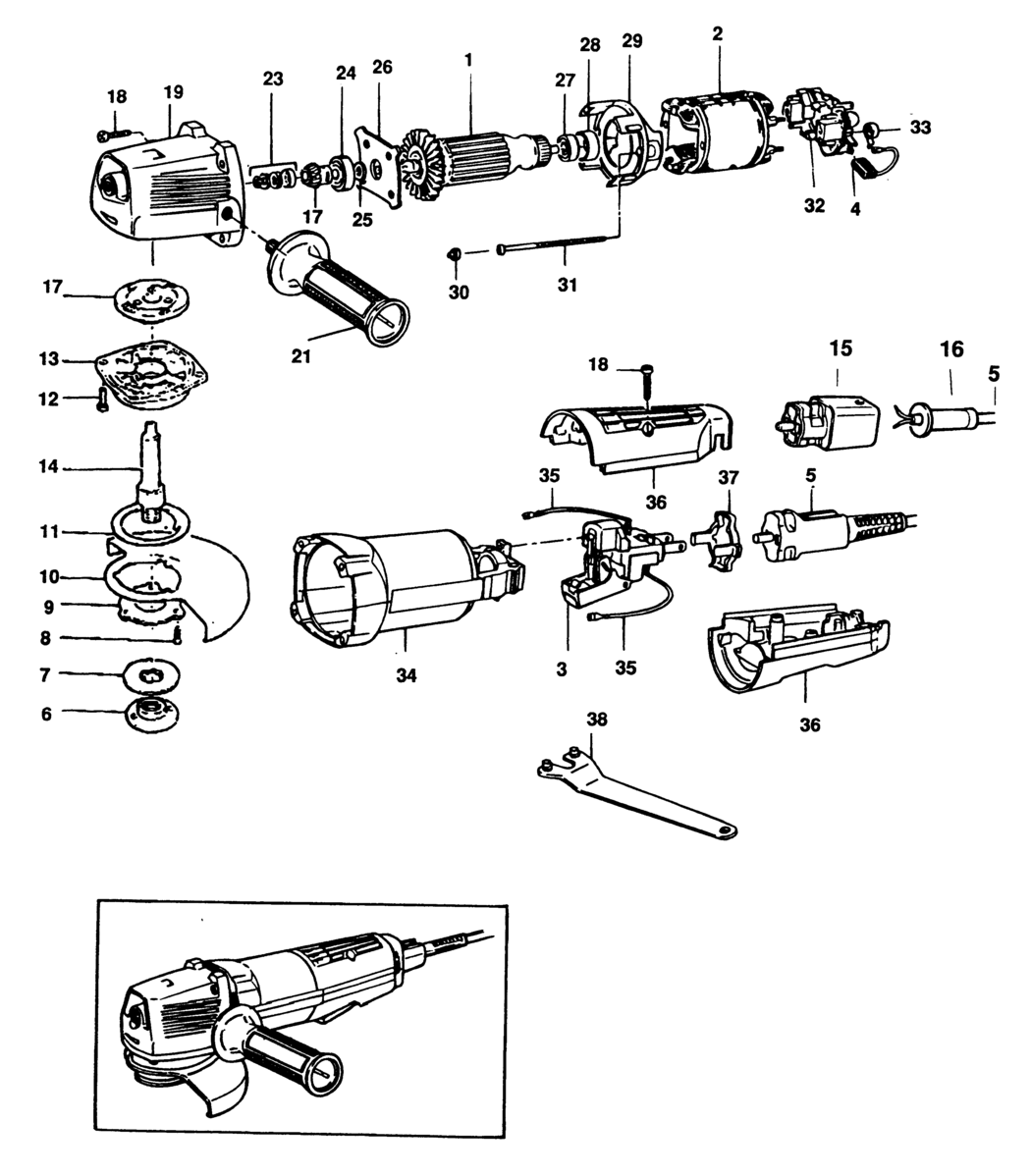 Black & Decker BD11 Type 1 Angle Grinder Spare Parts