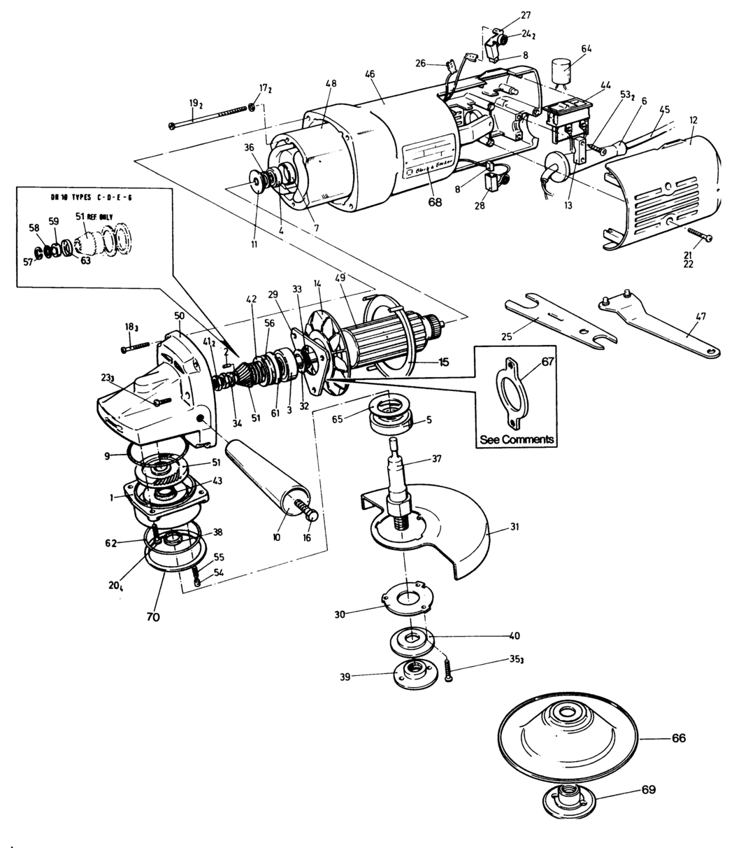 Black & Decker DN10-S Type 1 Angle Grinder Spare Parts