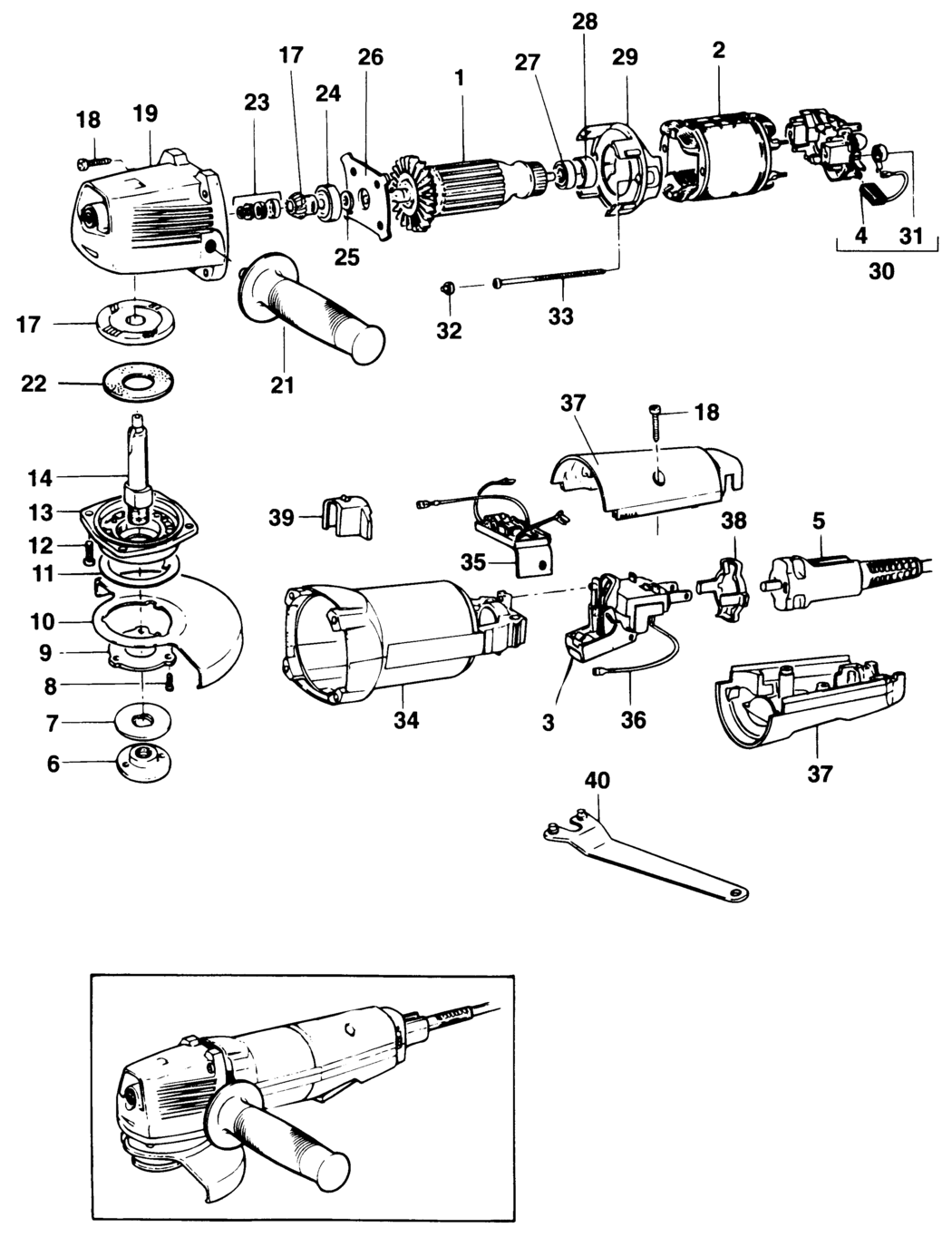 Black & Decker KG14 Type 1 Angle Grinder Spare Parts