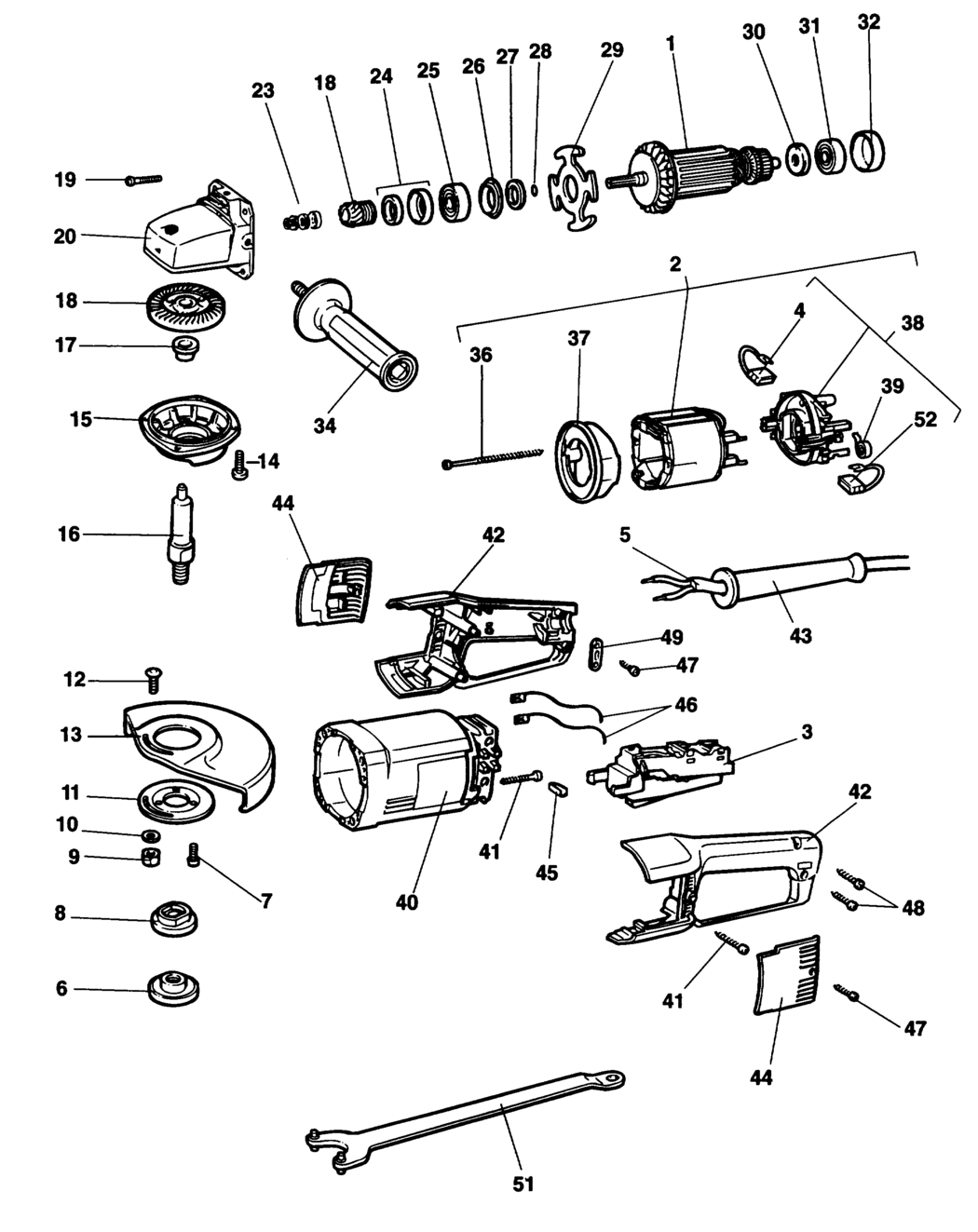 Black & Decker KG2024 Type 1 Angle Grinder Spare Parts