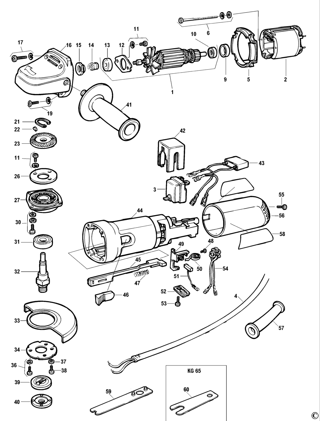 Black & Decker KG65 Type 1 Angle Grinder Spare Parts