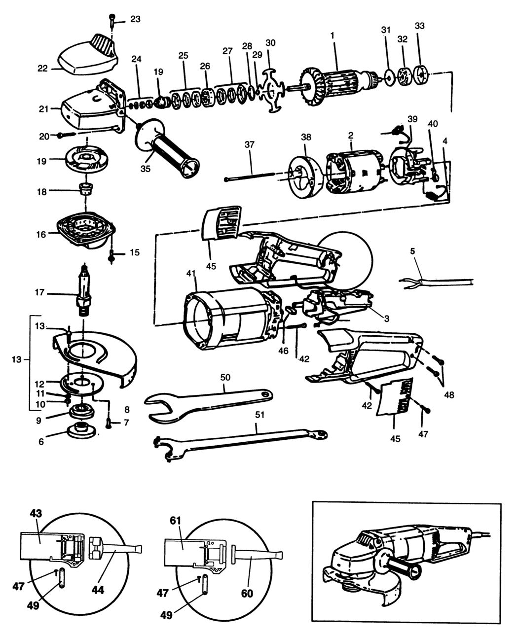 Black & Decker SR823E Type 1 Angle Grinder Spare Parts