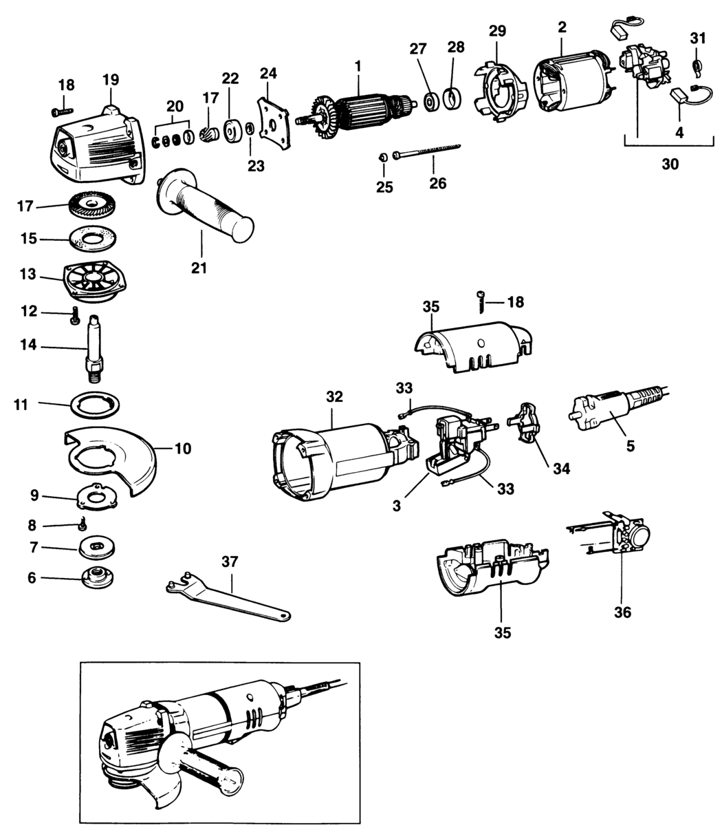 Black & Decker KG12E Type 1 Sander/grinder Spare Parts