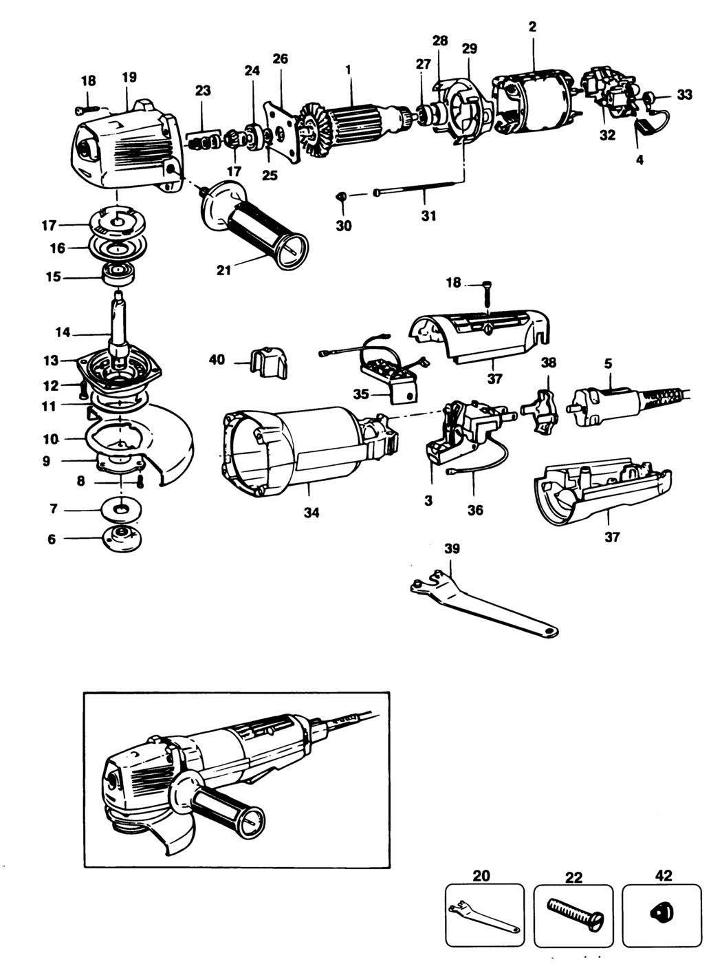 Black & Decker SR800E Type 1 Sander/grinder Spare Parts