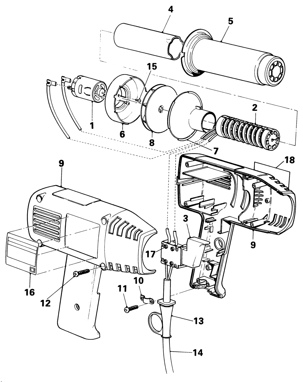 Black & Decker BD1400 Type 1 Heatgun Spare Parts