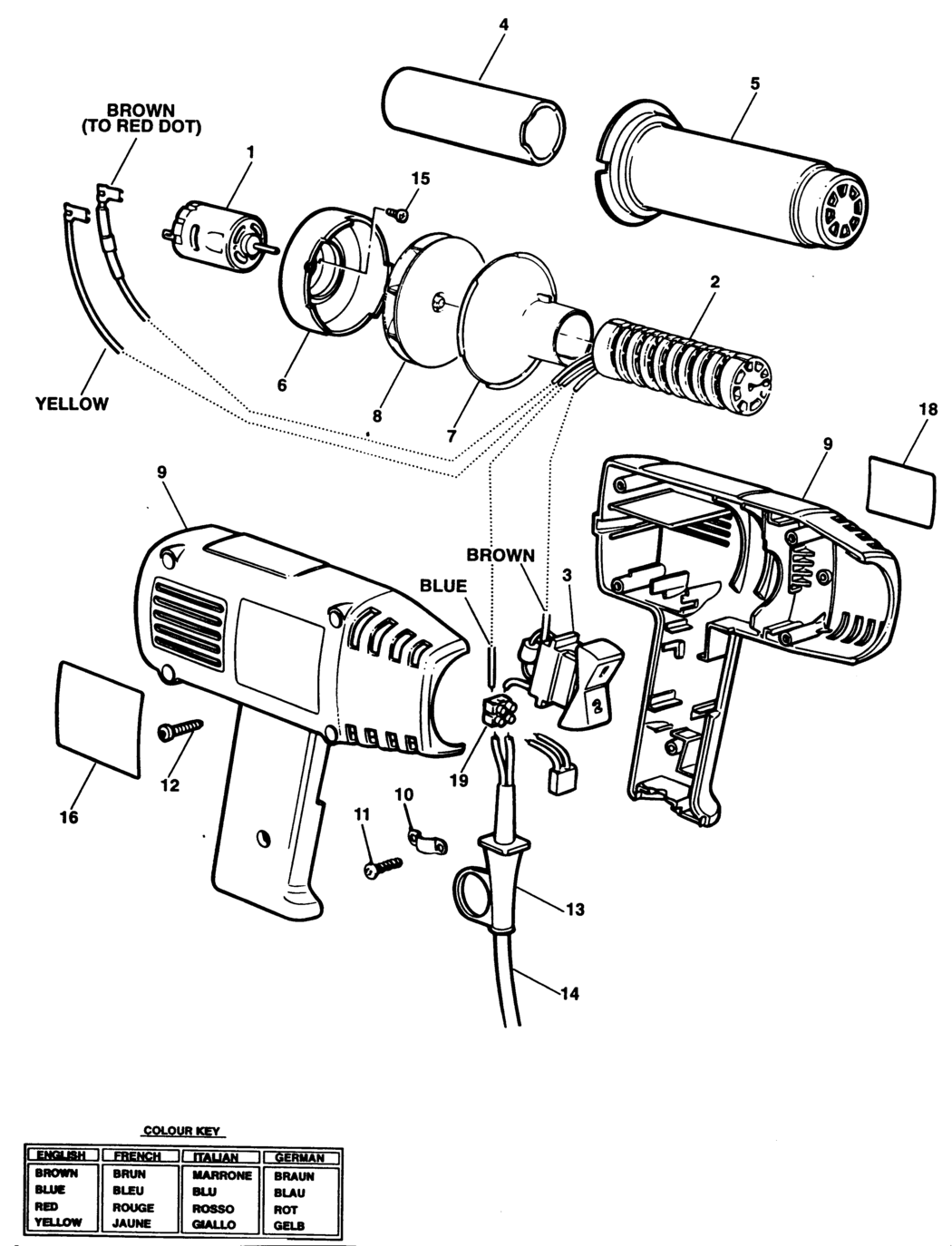 Black & Decker BD1602 Type H3A Heatgun Spare Parts