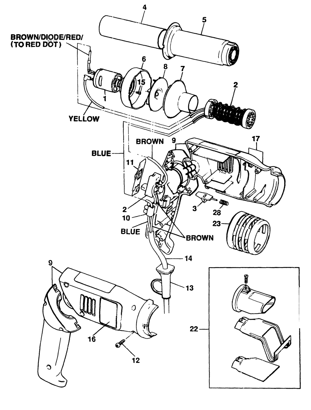 Black & Decker BD1666 Type 1 Heatgun Spare Parts