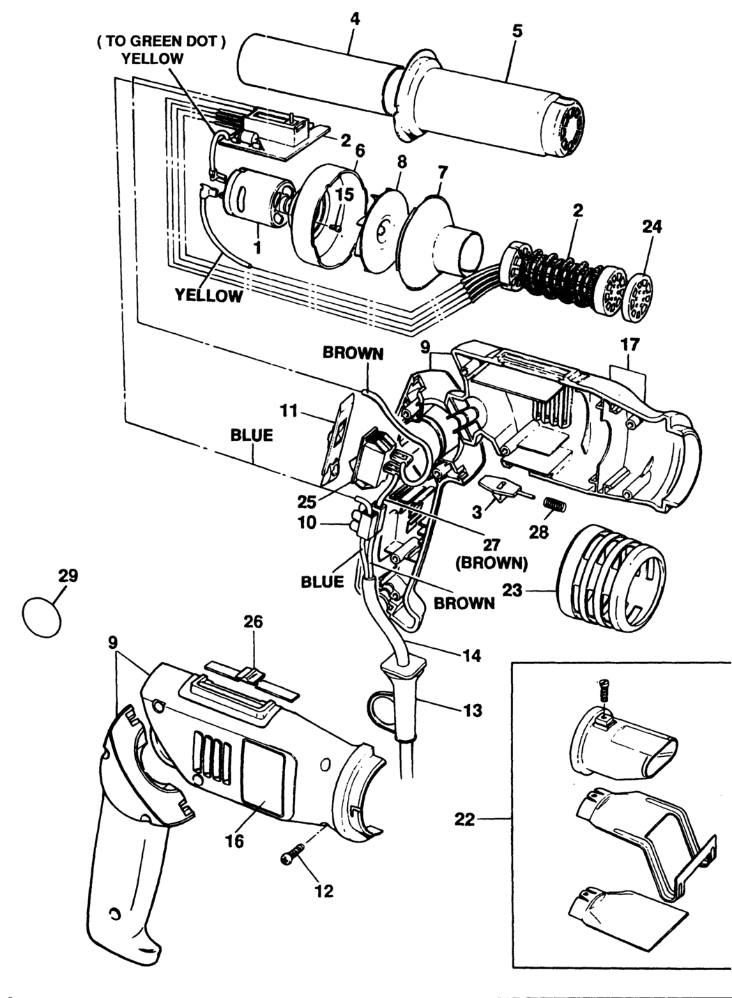 Black & Decker BD1680 Type 1 Heatgun Spare Parts