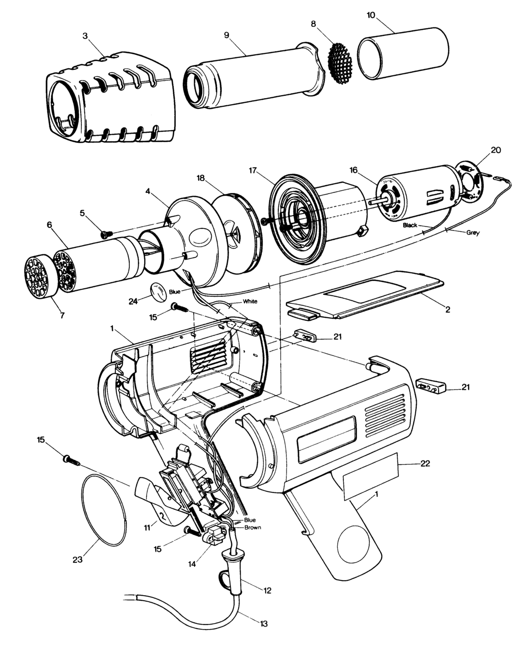 Black & Decker BD3000 Type 1 Heatgun Spare Parts