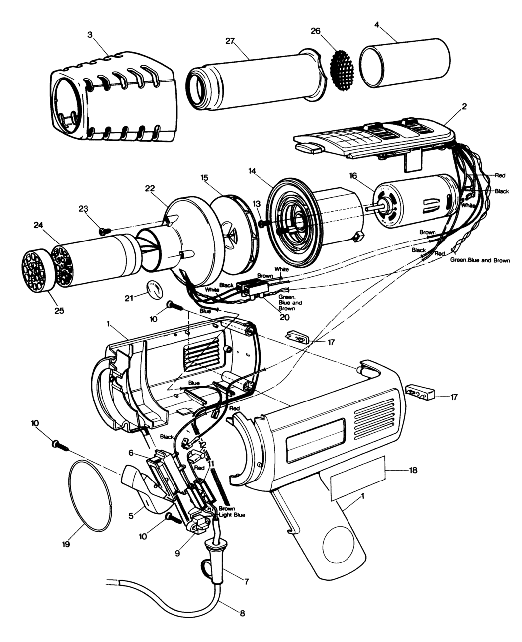 Black & Decker BD3100E Type 1 Heatgun Spare Parts