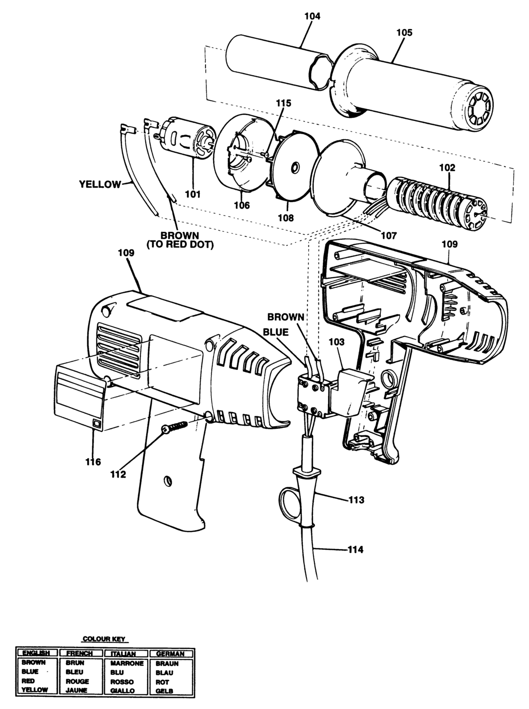 Black & Decker KX1600 Type 1 Heatgun Spare Parts